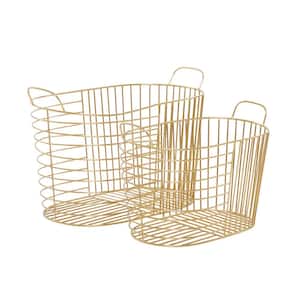 Gold Contemporary Storage Baskets Iron
