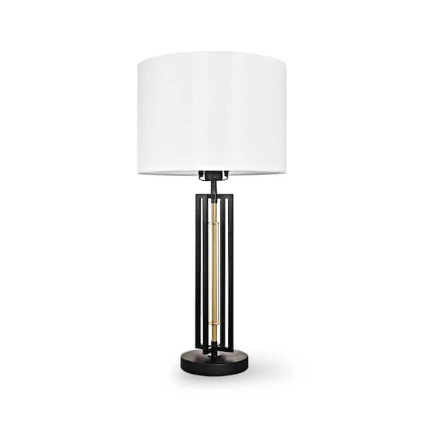 Sheffield Home Alannah 27 in. Matte Black Table Lamp with 2 USB Charging Ports