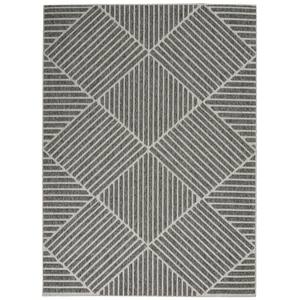 Palamos Dark Gray 4 ft. x 6 ft. Geometric Contemporary Indoor/Outdoor Patio Area Rug