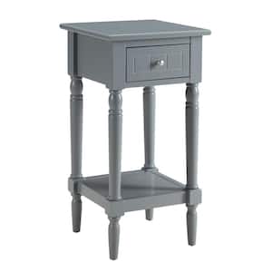 French Country 14 in. W x 28 in. H Gray Square Wood Khloe End Table Drawer