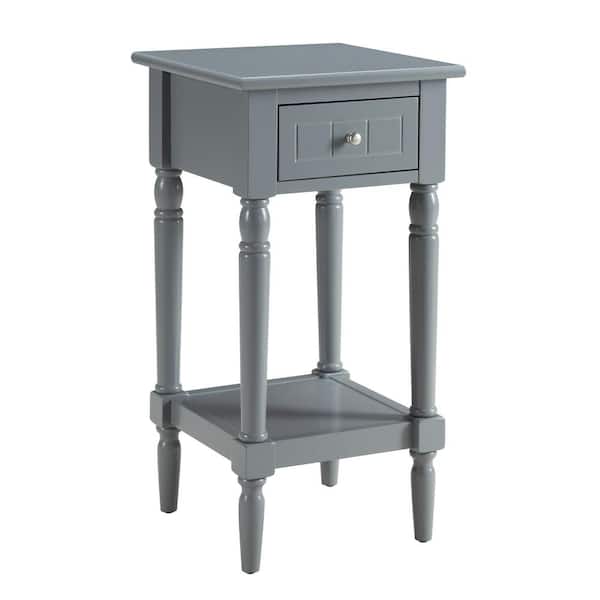 Convenience Concepts French Country 14 in. W x 28 in. H Gray Square Wood Khloe End Table Drawer