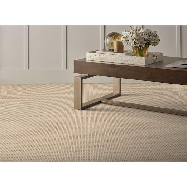 Shenadoah Stripe Flax/Ivory Brown 12 ft. 24 oz. Wool Loop Installed Carpet