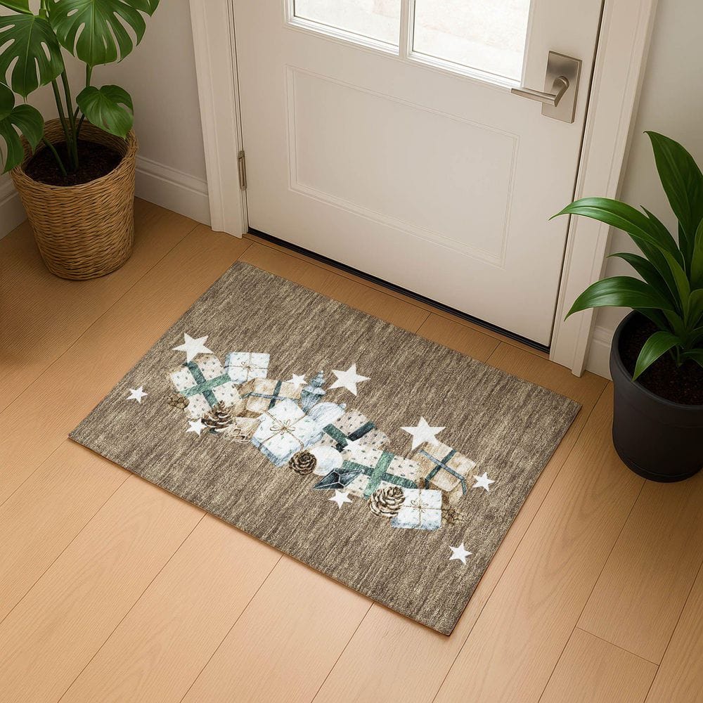 Mayfield Premium Machine Washable Abstract AMF1825 Brown 2 ft. x 3 ft. Area Rug price history on PriceWatchPro