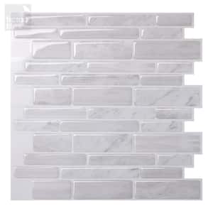 Polito White 12 in. W x 12 in. H Peel and Stick Self-Adhesive Decorative Mosaic Wall Tile Backsplash (10-Tiles)