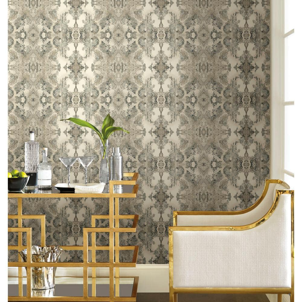 Gray Kaleidoscope Pattern Peel and Stick Wallpaper