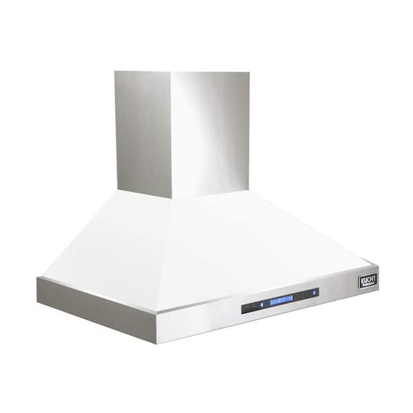 Kucht Professional 36 in. 900 CFM Ducted Wall Mount Range Hood with Light in White