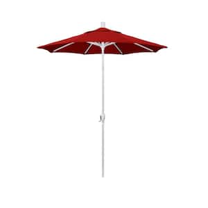 6 ft. Matted White Aluminum Market Patio Umbrella with Crank and Tilt in Jockey Red Sunbrella
