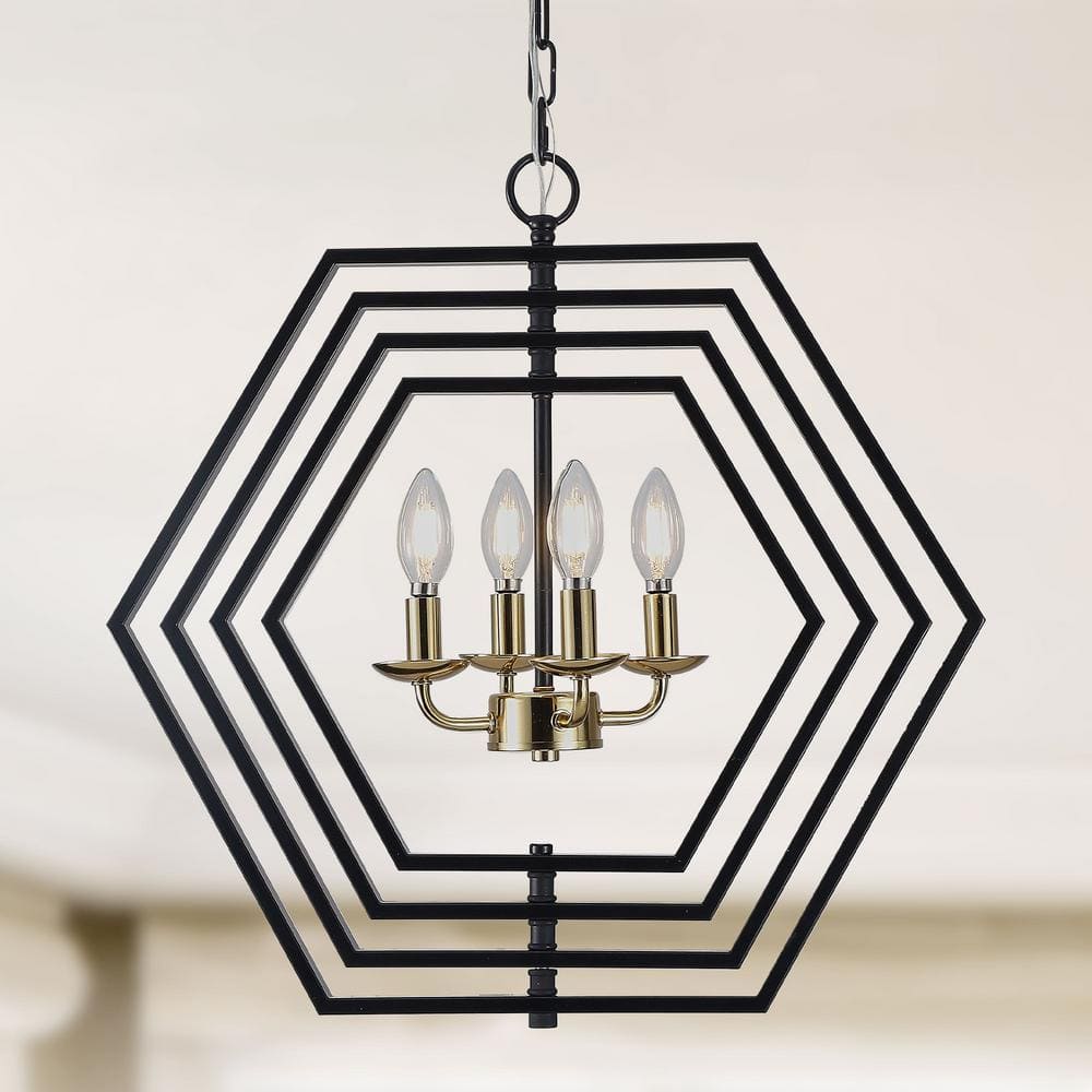 Hexa 4-Light Black 360° DIY Shape Modern Industrial Geometric Pendant Chandelier for Dining Room, Living Room price history on PriceWatchPro