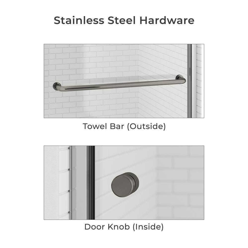 60" Semi-Frameless Brushed Nickel Sliding Shower Door with Clear Glass