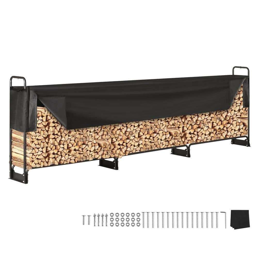 VEVOR 12.7 ft. Outdoor Firewood Rack with Cover 152 in. x 14.2 in. x 46.1 in. Heavy Duty Firewood Holder Waterproof Cover