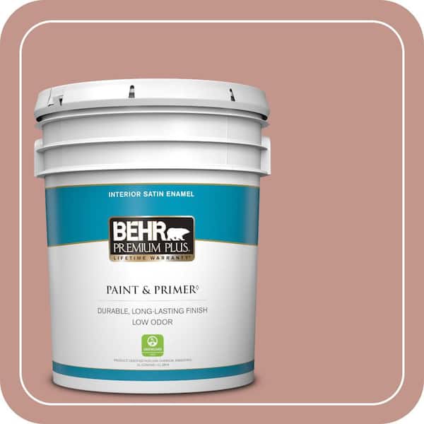BEHR PREMIUM PLUS 5 gal. #MQ1-18 Pressed Blossoms Satin Enamel Low Odor Interior Paint & Primer
