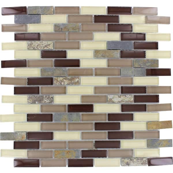 MSI Rolling Hills Brick 12 in. x 12 in. x 6 mm Glass Stone Mesh-Mounted Mosaic Tile