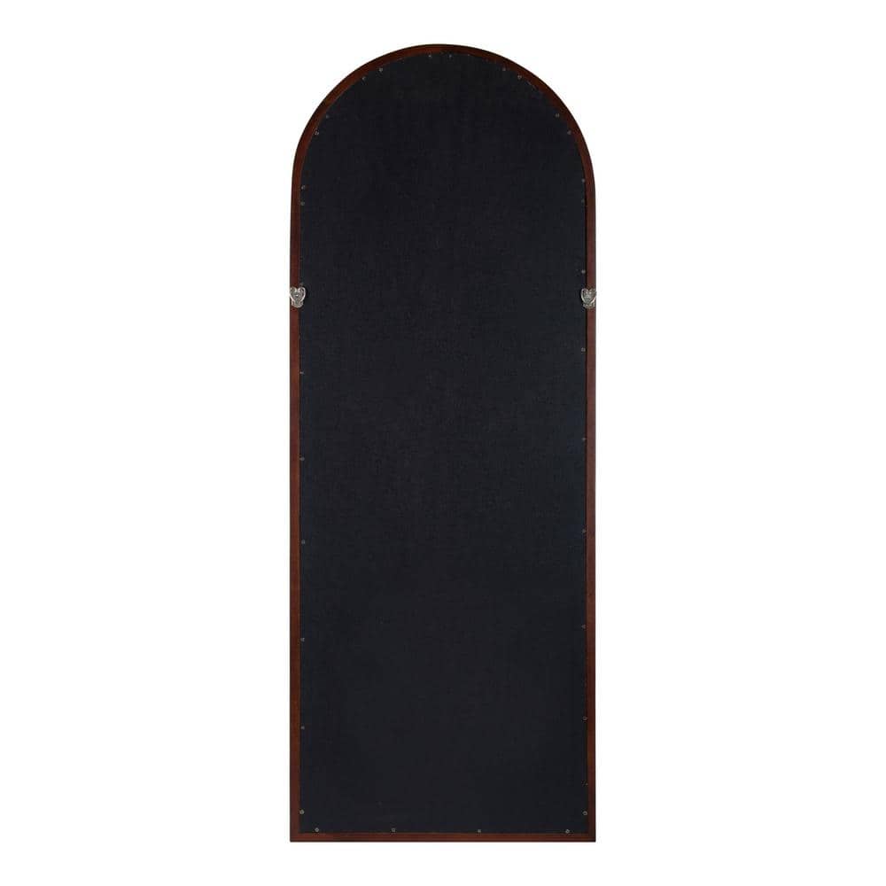 Walnut Brown Arched Wood Framed Windowpane Wall Mirror
