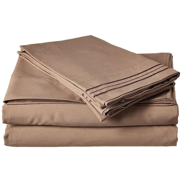 Elegant Comfort 4-Piece Taupe Solid Microfiber Full Sheet Set