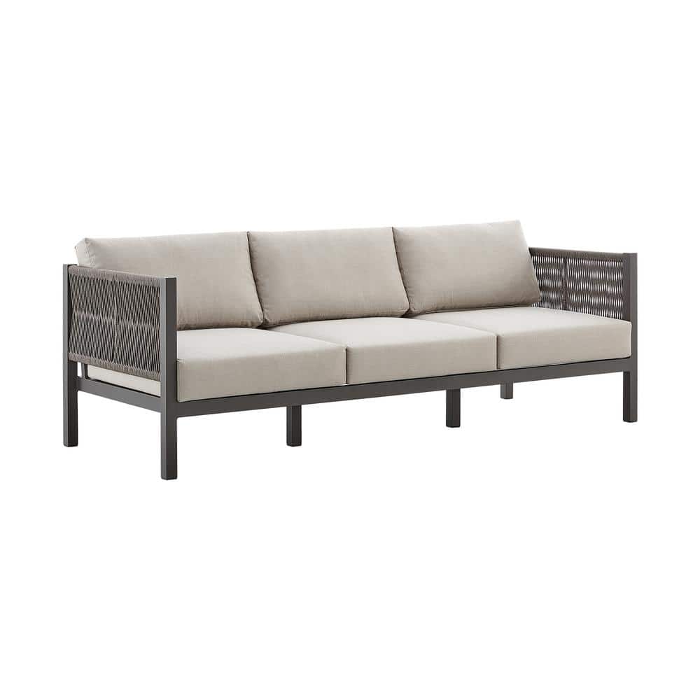 Mareike Brown Aluminum Outdoor Couch with Brown Cushions