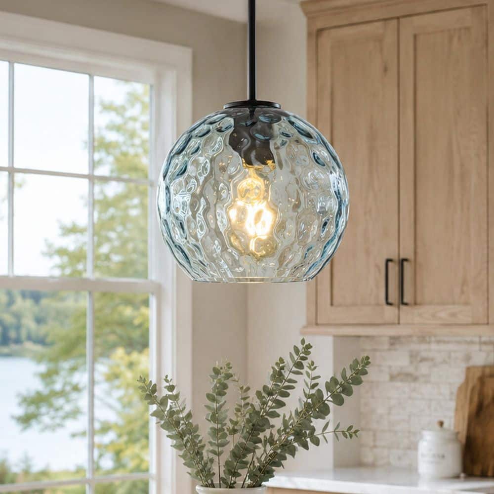 ペンダントライト クローム Merbotin RayHome 1-Light Modern Coastal Blue Adjustable Pendant