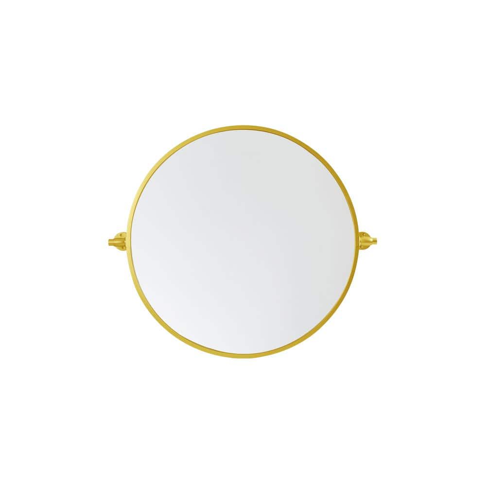Timeless Home 24 in. W x 24 in. H Aluminum Gold Pivot Mirror