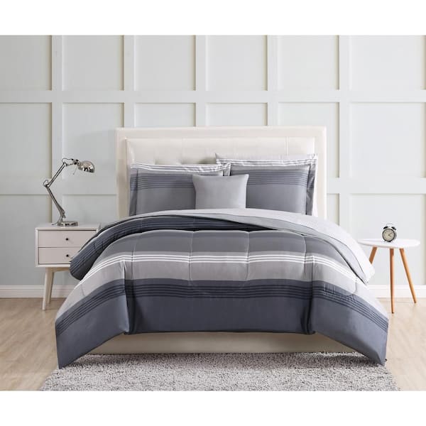 9 Piece Grey Twin Comforter Set, Grey Twin Bed Comforter