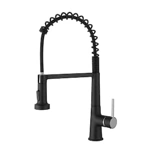 Commercial Brass Sink Faucet Single-Handle Pull-Down Sprayer Kitchen Faucet in Matte Black