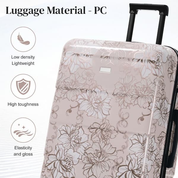 Tatahance 5-Piece Pink Flower PC+ABS Hardside Spinner Luggage Set