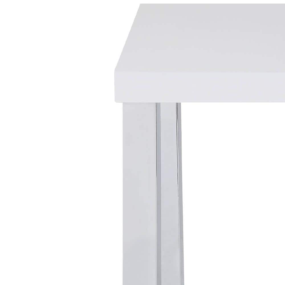 Harta 22'' White High Gloss and Chrome End Table