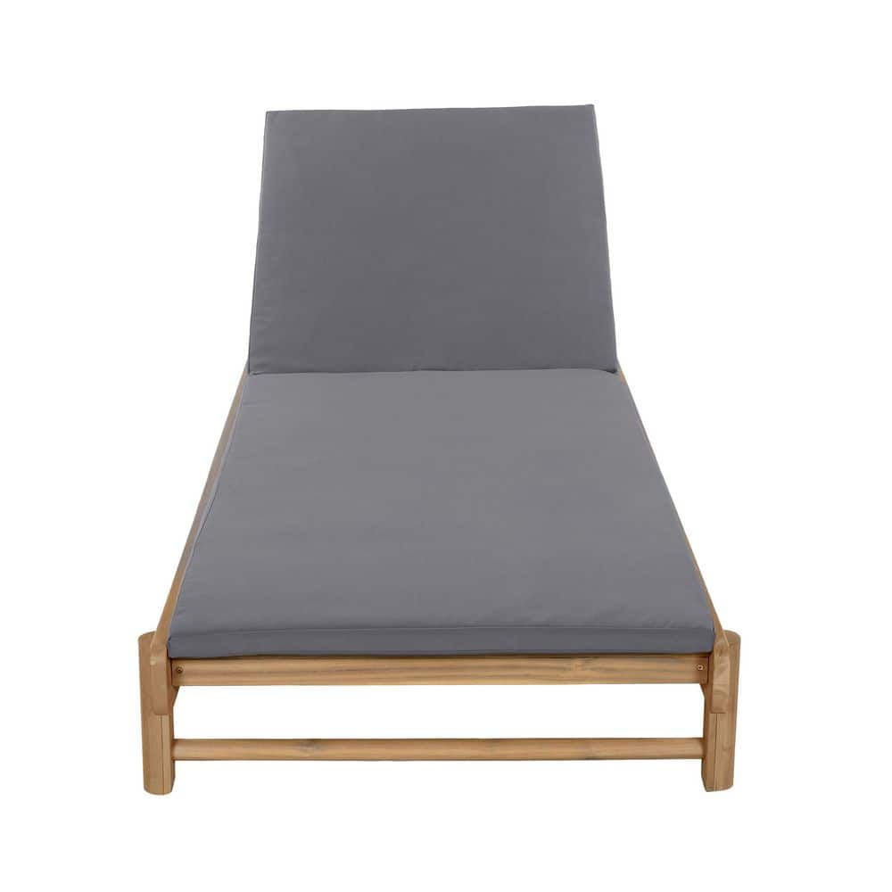 Tatum Light Teak Finish 1-Piece Solid Wood Adjustable Patio Outdoor Chaise Lounge with Dark Grey Cushions price history on PriceWatchPro