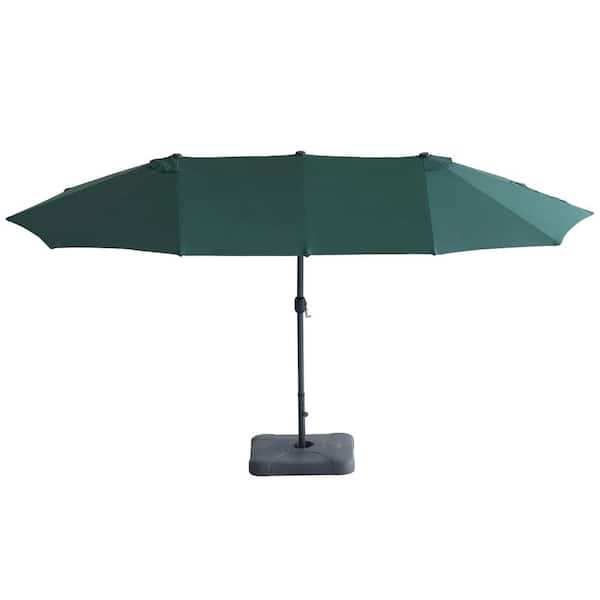 SUNRINX 15 ft. x 9 ft. Rectangular Market Patio Umbrella in Green