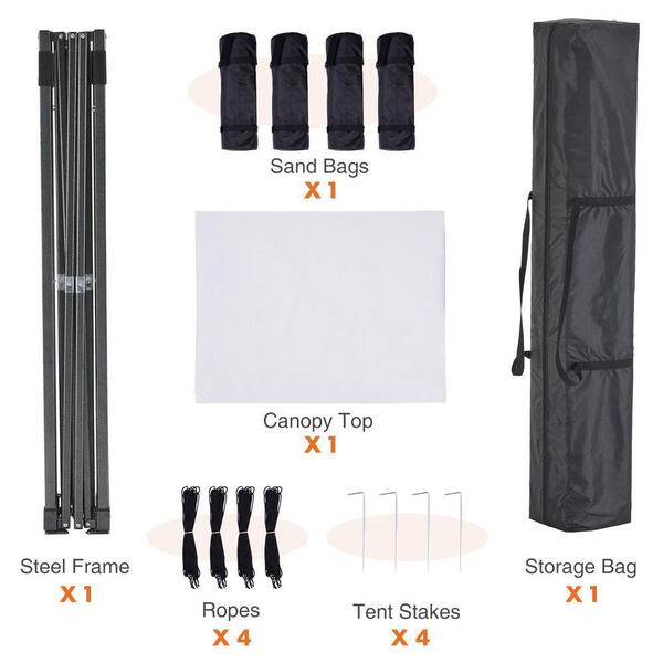 Otryad 10 ft. x 10 ft. White Pop Up Canopy Tent, Instant Outdoor