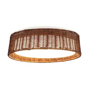 16.5 in. 23-Watt Integrated LED Flush Mount Ceiling Light Fixture with Rattan Shade and Acrylic Diffuser