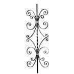 35-7/16 in. x 11-13/16 in. x 1/2 in. Wrought Iron Square Bar Center Twist Scroll to Scroll Forged Raw Panel