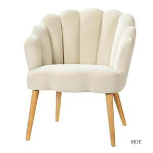 Flora Ivory Scalloped Velvet Arm Chair