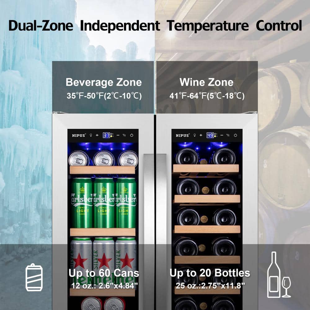24-Inch Dual Zone Stainless Steel Wine and Beverage Refrigerator