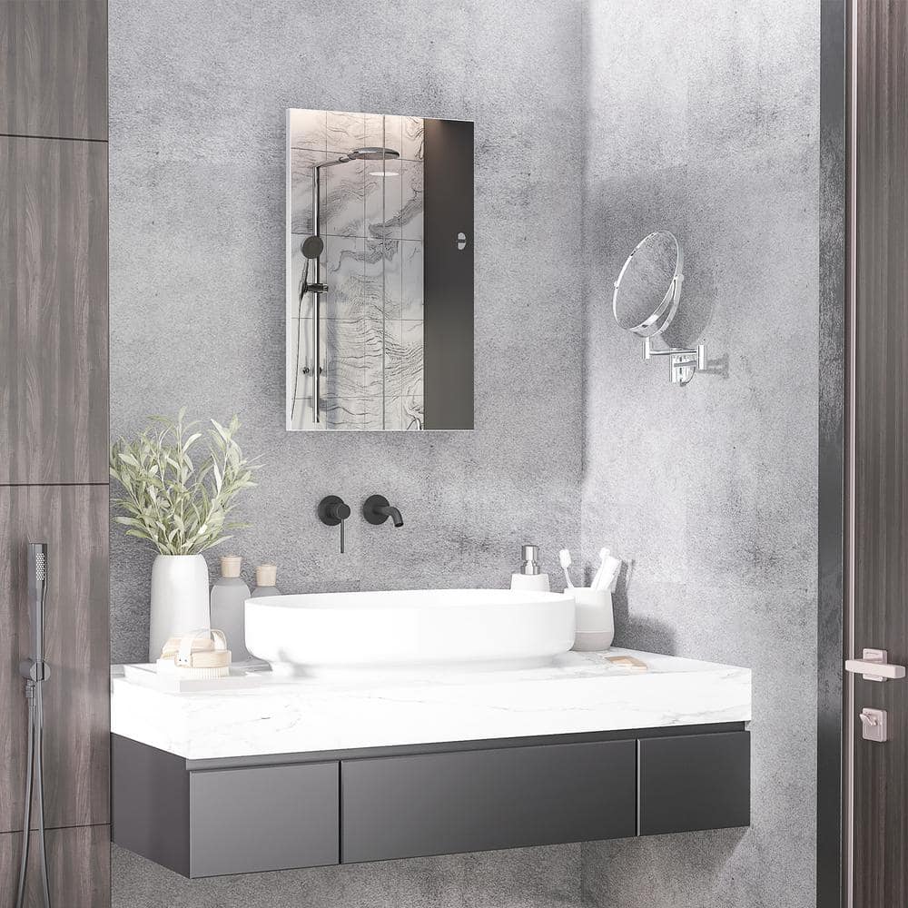 White Recessed Medicine Cabinet with Mirror and Storage Shelves