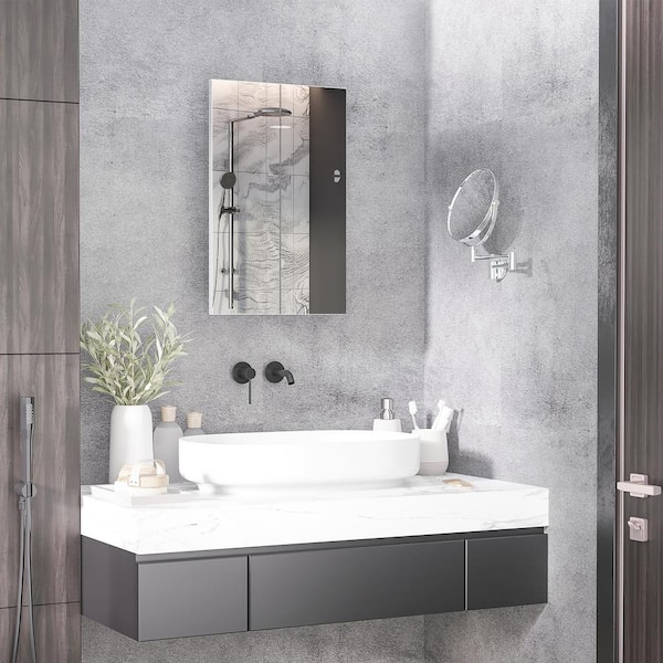 15.25 in. W x 5 in. D x 23.5 in. H Recessed Medicine Cabinet with Mirror, Single Door and Storage Shelves in White