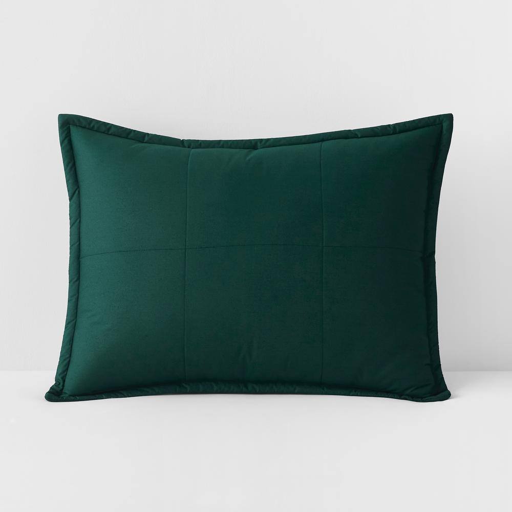 The Company Store Lacrosse Quilted Recycled Fill Hunter Green Cotton