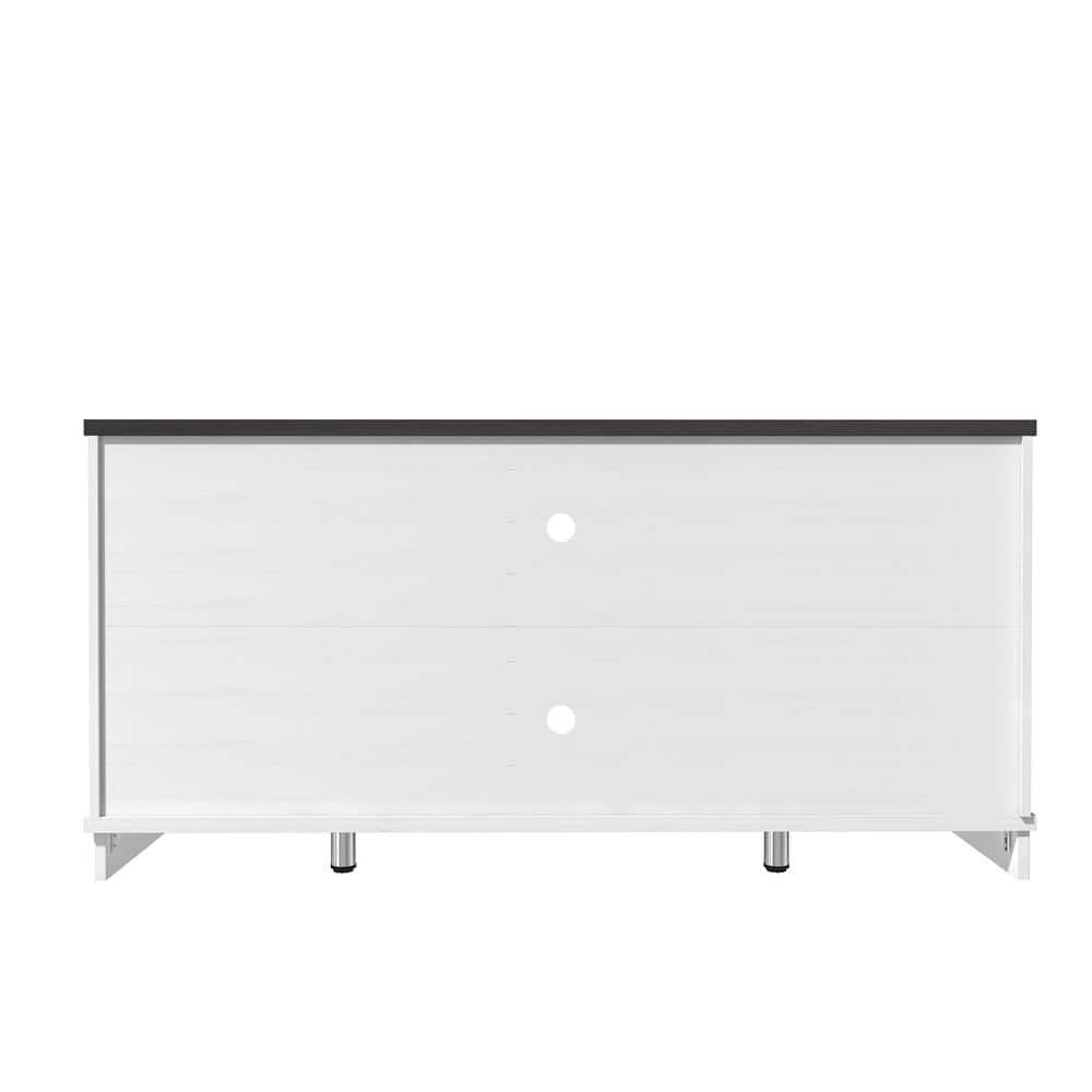 White Farmhouse 58" TV Stand with Sliding Barn Doors