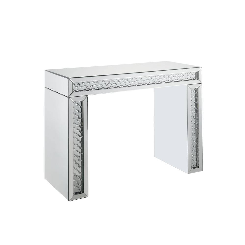 Mirrored Vanity Desk with Faux Crystal Accents