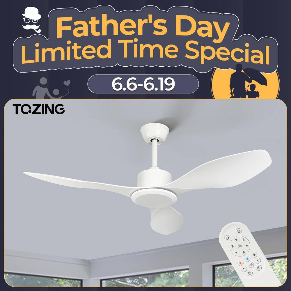 TOZING 48 in. Smart Indoor Modern Windmill White Low Profile Flush 