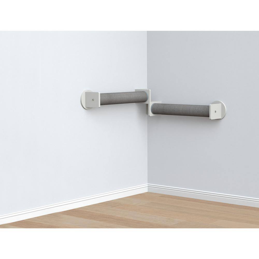 Gray and White Wall Mounted Sisal Cat Scratching Post System