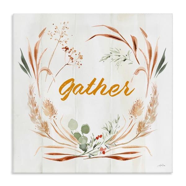 Stupell Industries Gather Phrase Herbs Wreath by Katrina Pete Unframed Graphic Nature Art Print 30 in. x 30 in.