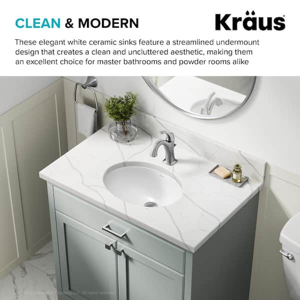 Elavo 16.8 in. Oval Undermount Bathroom Sink in White Vitreous China with Overflow Drain