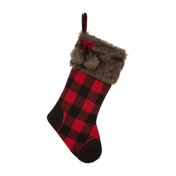 Haute Decor Red and Black Buffalo Check HangRight Christmas Stocking