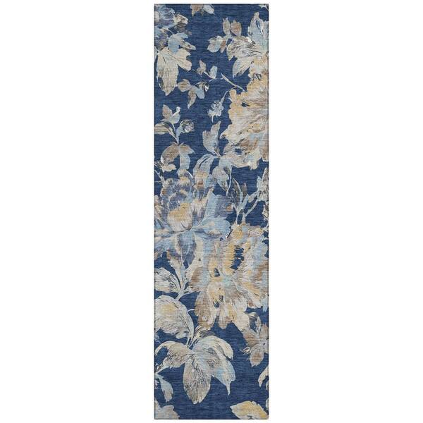 Chantille Machine Washable Indoor/Outdoor Abstract ACN3063 Navy 2 ft. x 7 ft. Runner Rug