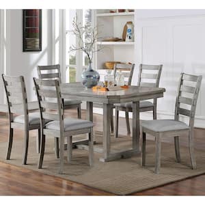 Truchas 7-Piece Gray Wood Top Dining Table Set