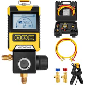 Digital Vacuum Pressure Manifold Gauge with Temperature Clamp and Tube