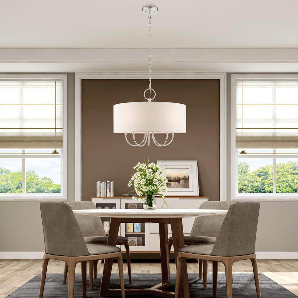 Mini Drum 5-Light Brushed Nickel Pendant Chandelier