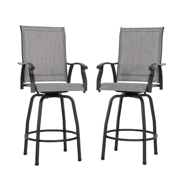 Nuu Garden Swivel Textilene and Iron Metal Outdoor Bar Stools with High ...