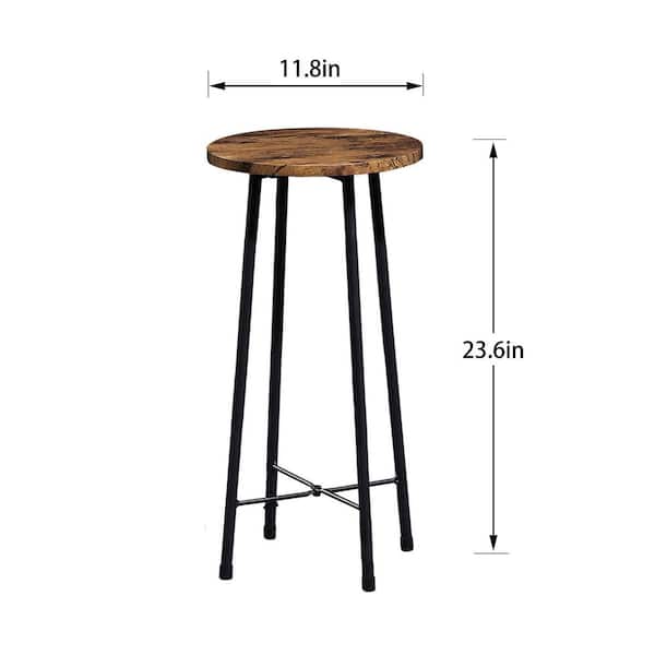VECELO 24 in. Brown Bar Stools (Set of 2) Bar Height Stools 