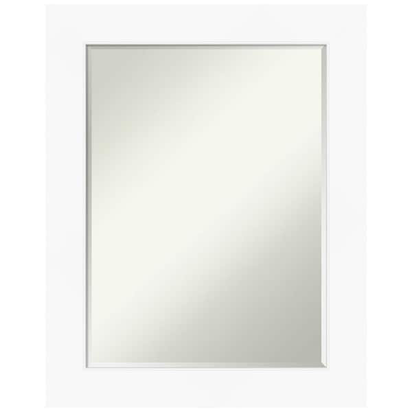 Amanti Art Cabinet White 23.5 in. x 29.5 in. Petite Bevel Modern Rectangle Framed Wall Mirror in White
