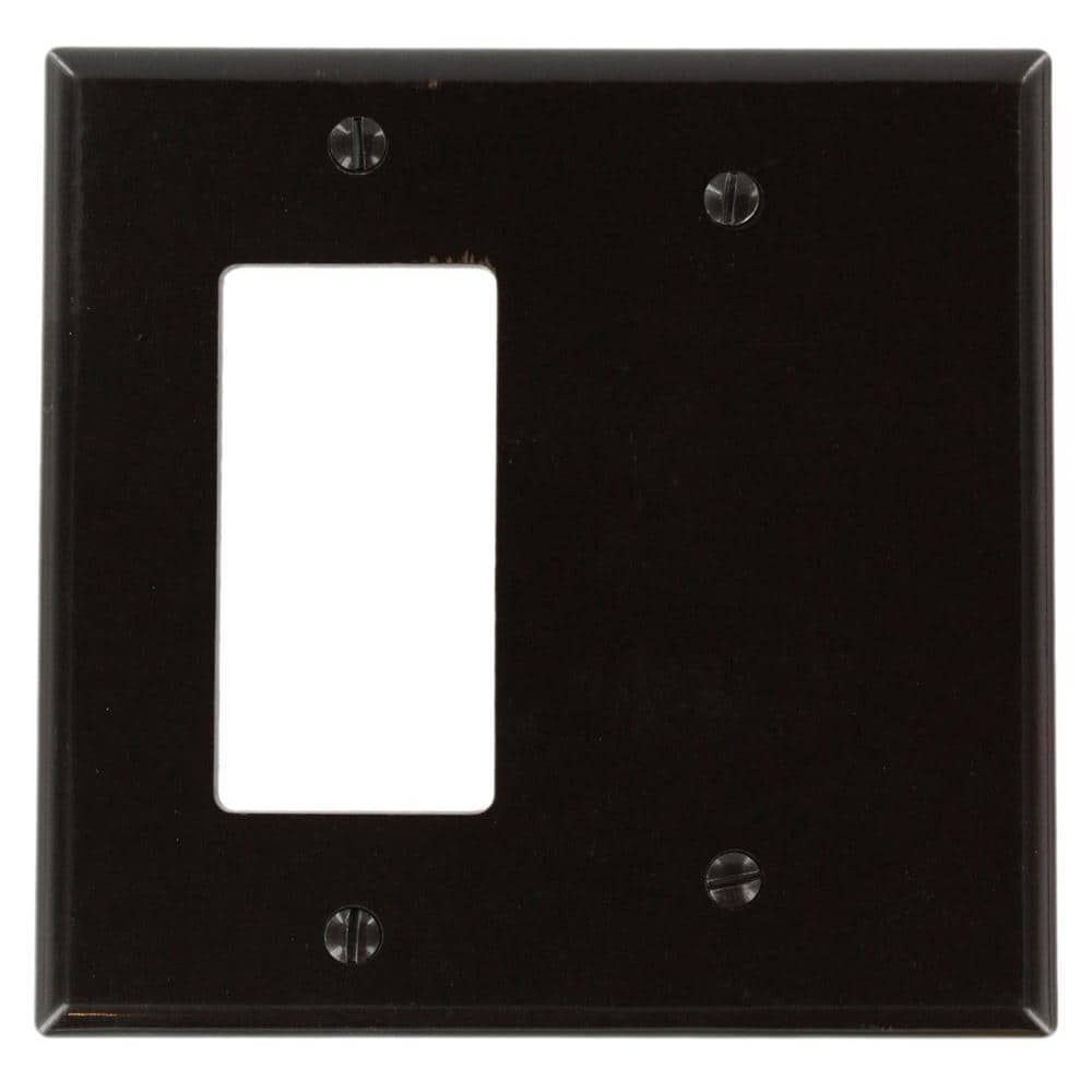 Leviton 2-Gang Brown 1-Decora/Rocker / 1-Blank Plastic Midway/Midsize Wall Plate (1-Pack) 80608